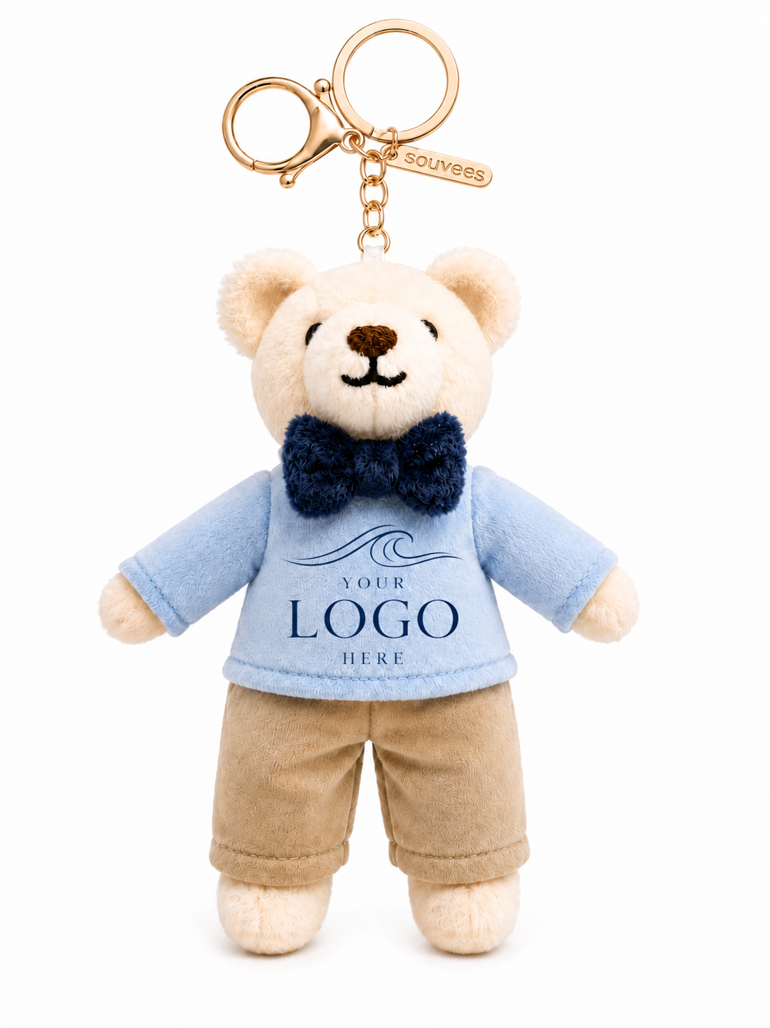Porter teddy bear plush bag charm showing the area for birthday artwork