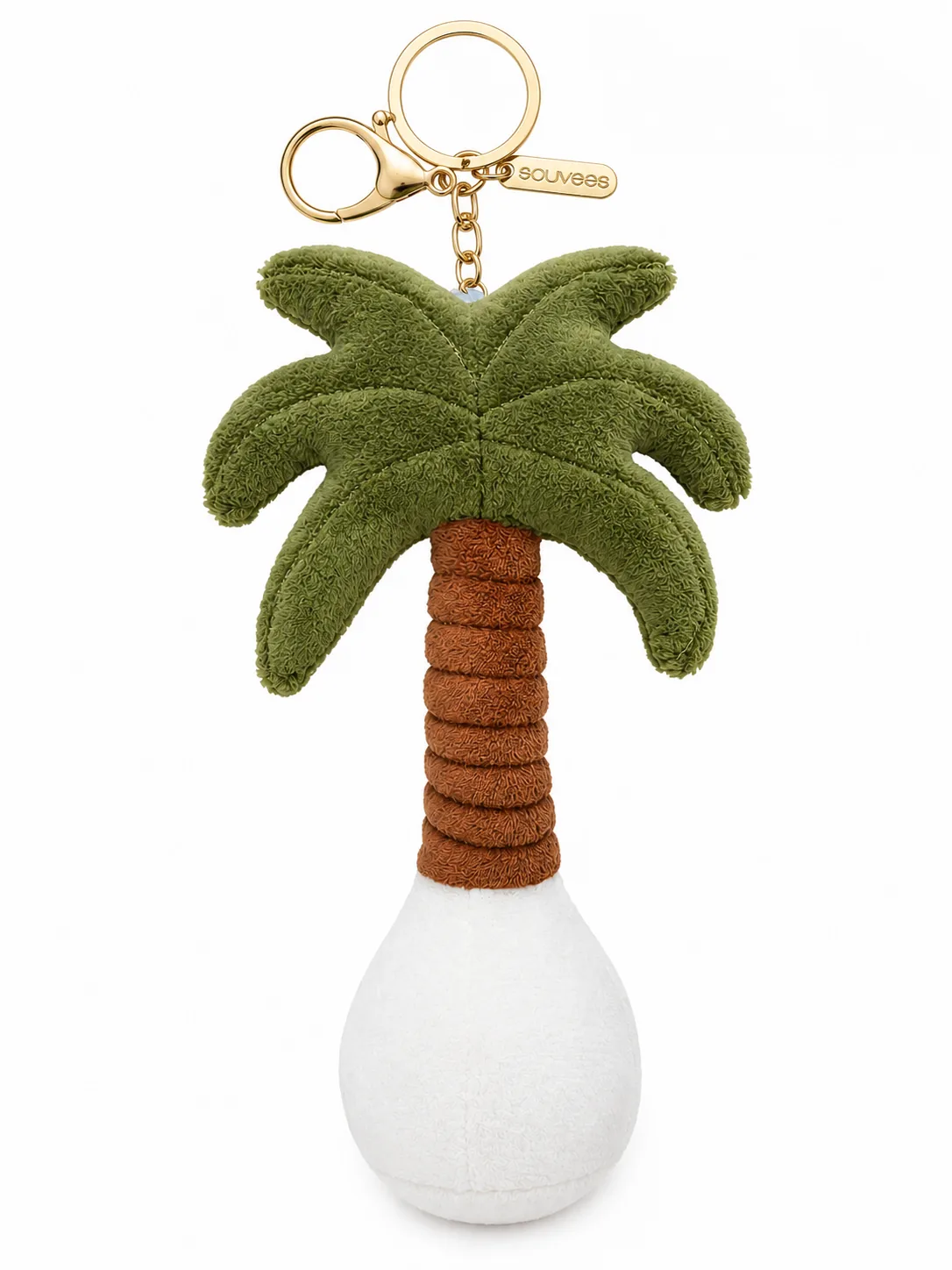 Blank Souvees palm tree plush bag charm ready for personalization
